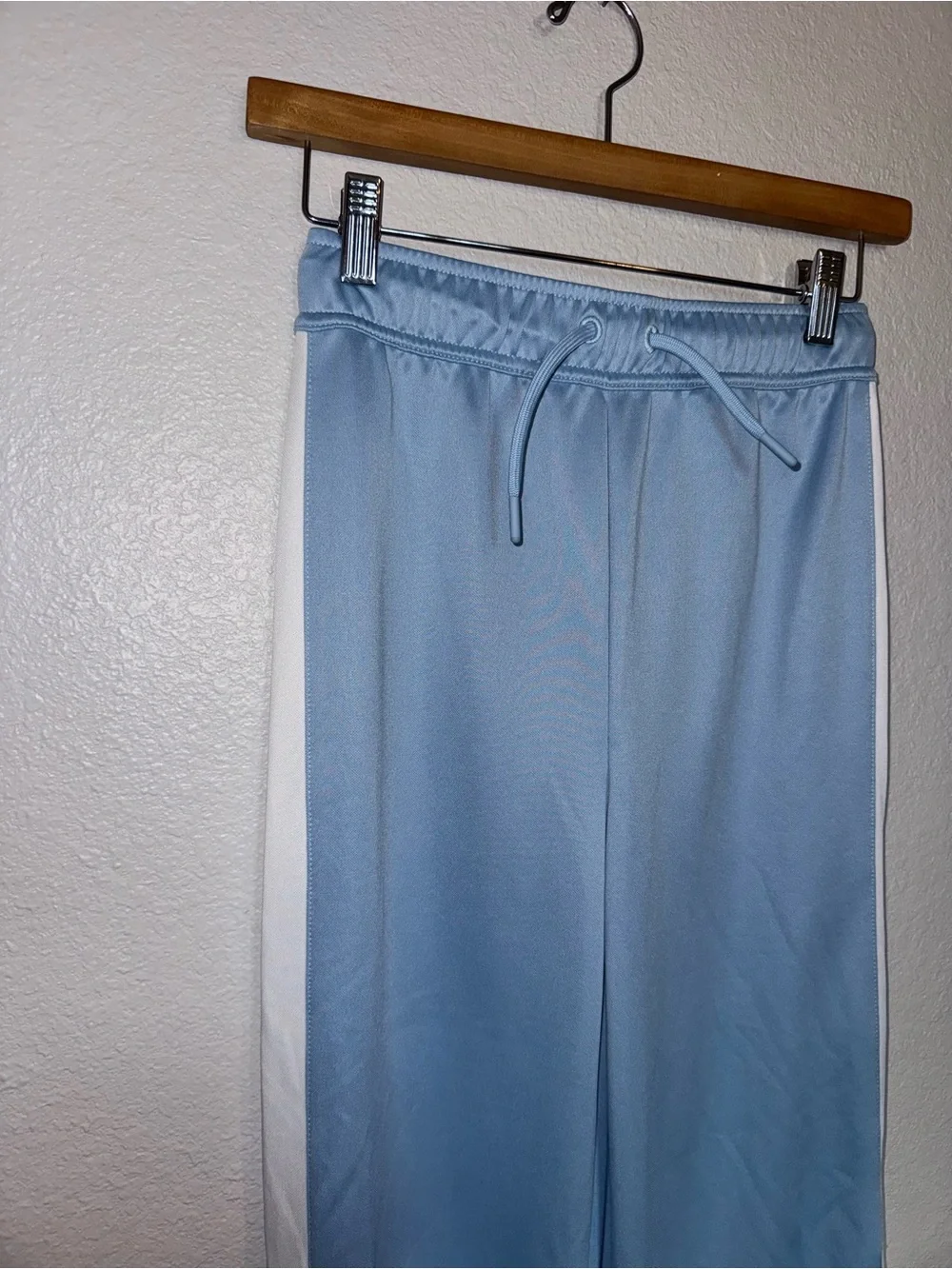 Converse Light Blue Athletic Pants with with White Stripe and Bottom Buttons M
